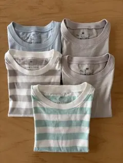 無印良品 90cm Tシャツ 5枚セット 水色・グレー・ボーダー