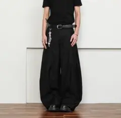 【即日発送】　変形ワイドパンツ　フレアスラックス　深水光太　バギー　ブラック