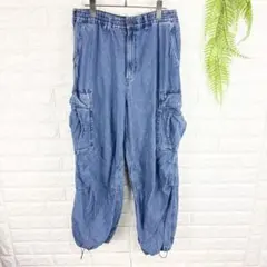 GU ジーユー【M】デニムスーパーワイドカーゴパンツ ドロストコード 完売品