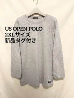 【2XL/新品タグ付き】US OPEN POLO グレー 長袖カットソー ニット