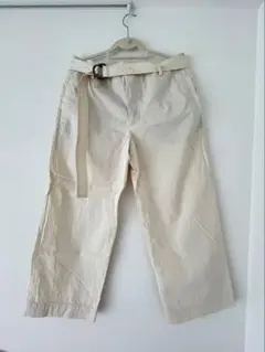 クリーム色 ワイドパンツ ベルト付き