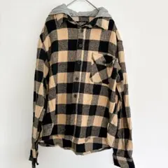 EIGHTY Eight フード付きネルシャツ L アウター バックロゴ USA