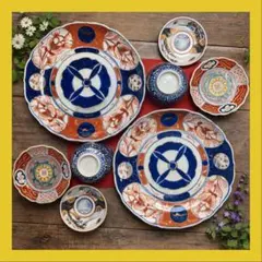 b230 金彩 ５枚セット テーブルコーディネート 印判皿 染付皿 伊万里焼 器