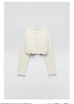 定価5000円程　一回着美品ZARAアイボリー ダメージクロップドニット長袖　S