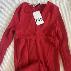 ZARA タグ向け　長袖リブワンピース