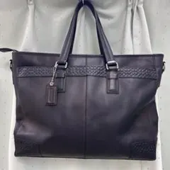 COACH 2way ダークブラウン レザー ビジネスバッグ