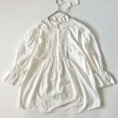 ピンクハウス 白 ピンタック ピコフリル使い タブリエワンピース