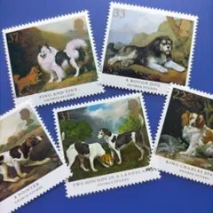 4229 外国切手 イギリス 1991年ジョージ・スタブス 犬の絵画 5種完
