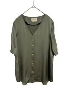 UNITED ARROWS メタルボタン Vネック パフスリーブブラウス　36