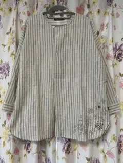 drug store's 長袖　ストライプシャツ　トップス　フリーサイズ