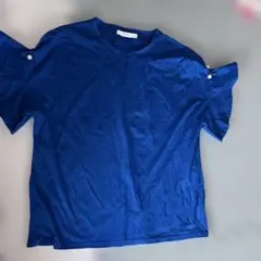 FENNEL 青 コットン Tシャツ パール装飾　袖フレア