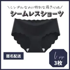 L 3枚組 ショーツ シームレスショーツ 波型 レディース ラインが響かない 黒