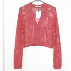 PAGEBOY メッシュニットカーディガン F ピンク タグ付き