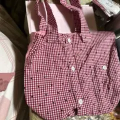 赤いチェック柄 トートバッグ