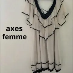 【axes femme】フリル レース ワンピース ベージュ ブラック M