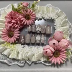 ネイルチップ ハンドメイド リボン 大人かわいい 量産 バレエコア