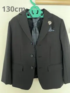 オンワード　 130cm 黒ストライプフォーマルスーツ　卒園式　入学式