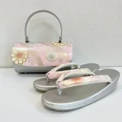 2/15までの出品★ 和装用草履バッグ　ピンク　シルバー　卒業式にもおすすめ