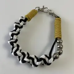 スマホショルダーストラップ パラコード編み込みマスタードホワイトブラック