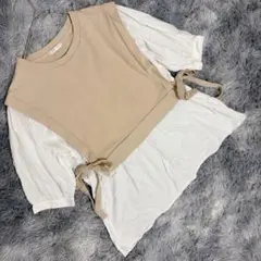 COLZA コルザ（M）チュニック 長袖 ブラウス ベスト ベージュ