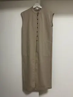 【美品】PUBLIC TOKYO ロングジレ ノースリーブワンピース ベージュ