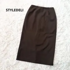 スタイルデリ ウール混 タイトスカート ミモレ丈 ブラウン S 通勤 オフィスのサムネイル