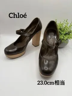 Chloé クロエ レザー メリージェーン パンプス ウッドソール36 23cmのサムネイル