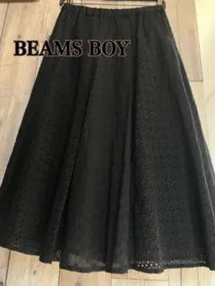BEAMS BOY / カットワークタックスカート　 黒　ロング　レースのサムネイル