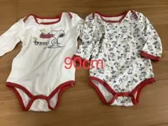 長袖肌着ロンパース型（スヌーピー柄）／90cm