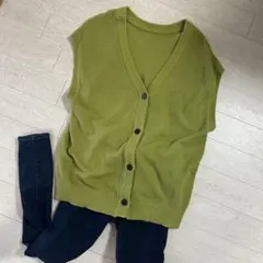 早い者勝ち！美品 グローバルワーク 薄手ニットベスト 秋冬春 合わせやすいフリー