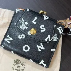 【新品未使用】イルビゾンテ 二つ折り 財布 がま口 ロゴ ブラック系