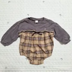 teta a tete バースデイ 無地裏起毛×チェック ロンパース 80