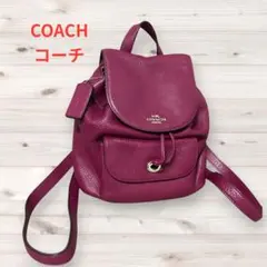 상태좋음 COACH 코치 턴록 페블 가죽 미니 배낭 마젠타 핑크
