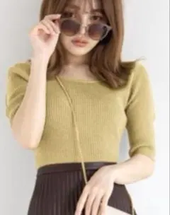 ［新品タグ付き］GRLグレイル ＊ボートネックリブニットトップス＊L