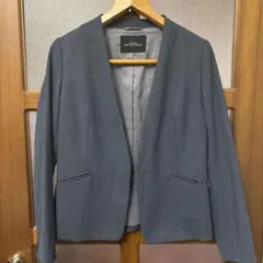 グレー ノーカラージャケット スカート付き