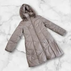 インディヴィ　ロングダウンコート ファー　ブルーフォックス　Aライン　グレー　S