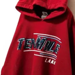 ギルダン テンマイルレイクロゴ刺繍 スウェットパーカーえんじ色レッド赤L古着