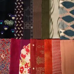 【古布ダーク系セット③】アンティーク着物　はぎれ　計2.2m