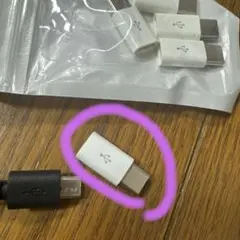 白 TYPE-C micro 変換アダプタ 変換コネクタ