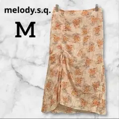 melody.s.q. 花柄 フレアスカート M オレンジ フラワープリント