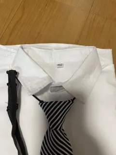 150サイズ ホワイト長袖シャツ ネクタイ付き
