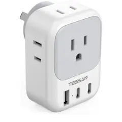オーストラリア 変換プラグ o型 4個AC口 2USB-Cと１USB-Aポート