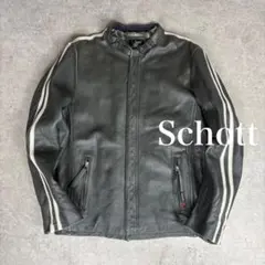 ショット　 Schott シングル　レザー ライダースジャケット　L カーキ