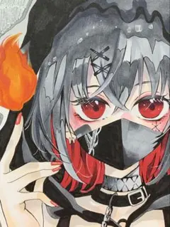 U*l様 手描きイラスト 魔法少女ノ魔女裁判 月代ユキ 豆色紙 凛*ン様 魔法少女ノ魔女裁判 月代ユキ 手描きイラスト まのさば 豆色紙