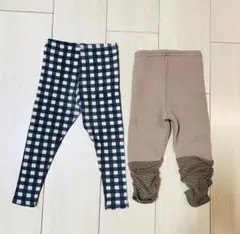 Aosta チェック柄レギンスとシグネチャーレギンス2枚セット L 韓国子ども服