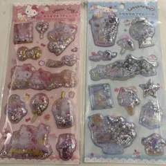 ハローキティ・シナモロール キラキラカプセルシール2枚セット