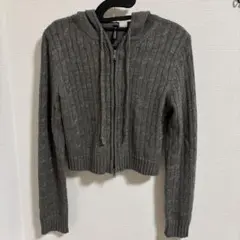 H&M DIVIDED 케이블 니트 지퍼 업 파커 그레이 M