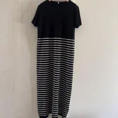 ｃｏｃａ　ボーダー柄 カットソーワンピース ブラック size L