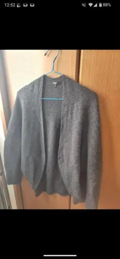 3Dスフレヤーンカーディガン（長袖） ユニクロ　ダークグレー
