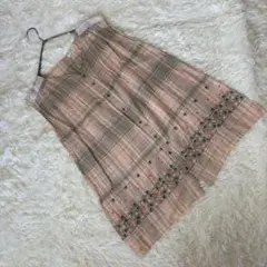 【SUPER HAKKA】レトロ チェック柄ひざワンピ フリー ベージュ